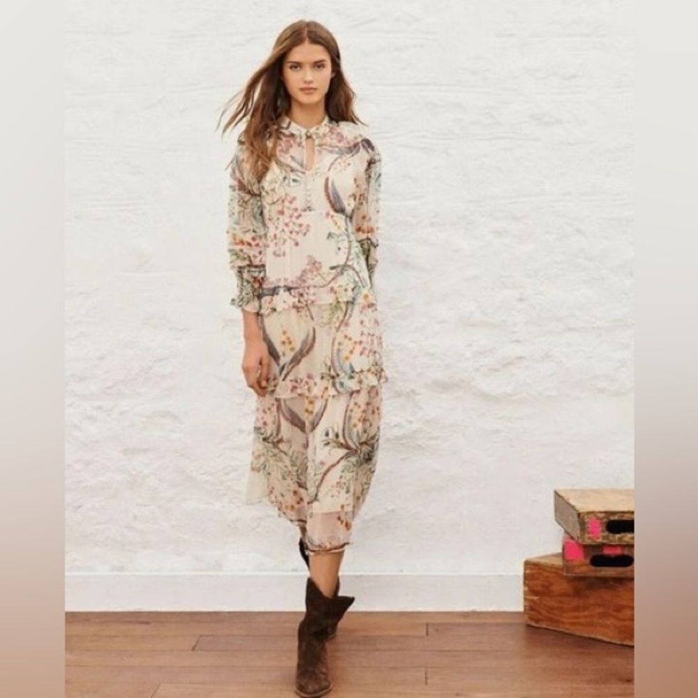 BA&SH 1E21GIGI ECRU 0 - pleat-effect floral-print dress  Dress in size XS